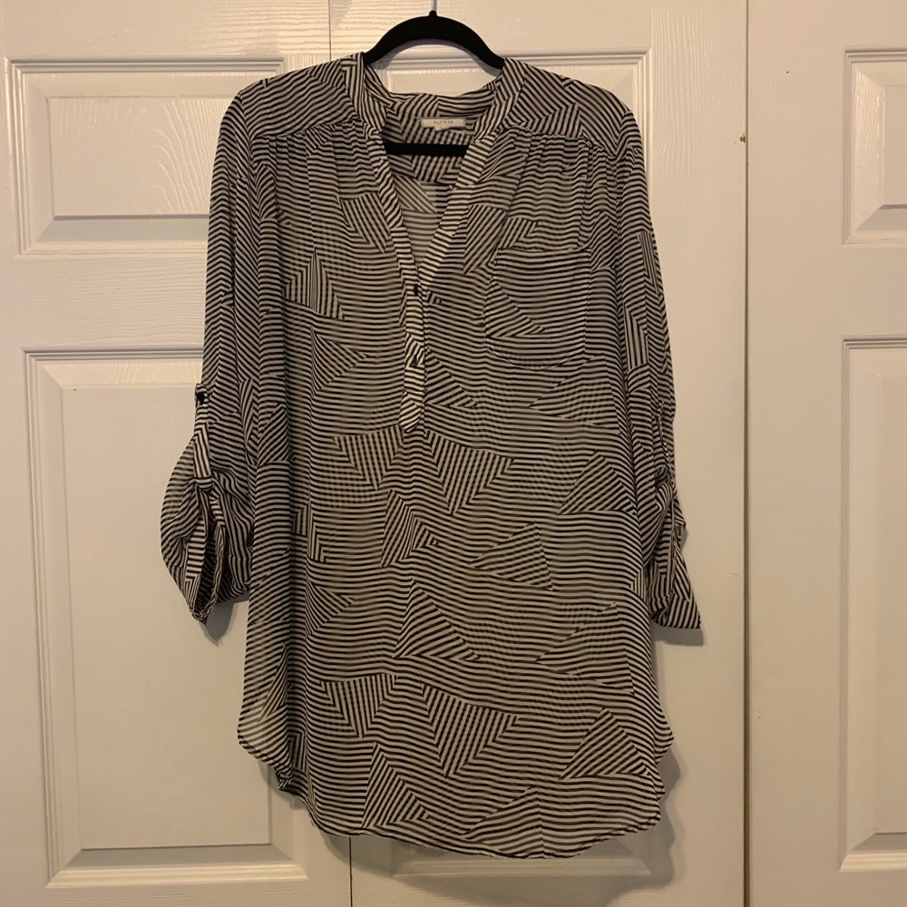 Black and white sheer top